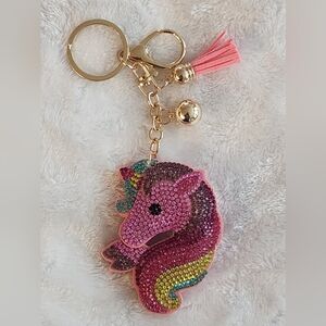 Sparkling Unicorn Keychain with Tassel Bag Charm